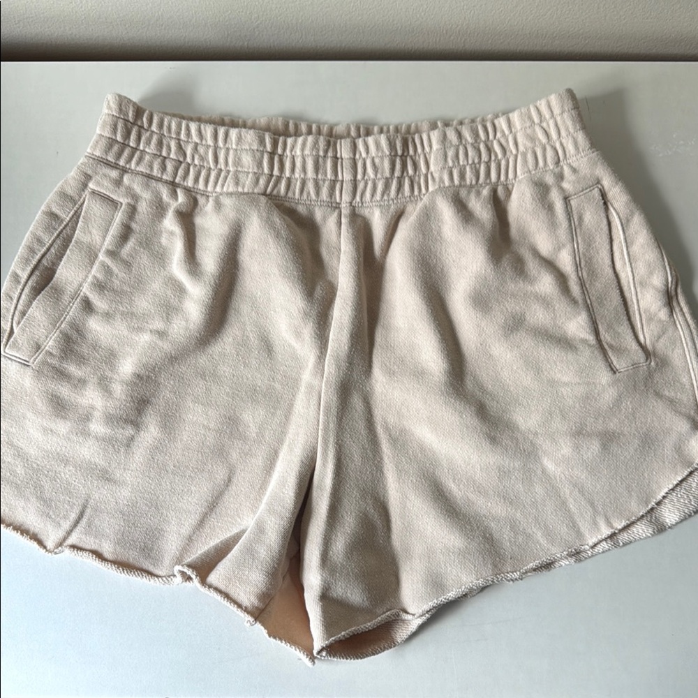 Aerie Cream Athletic Shorts with Elastic Waistband